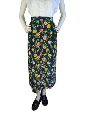 Vintage Floral Button Front Maxi Skirt With Pockets | Cottagecore | Size Large